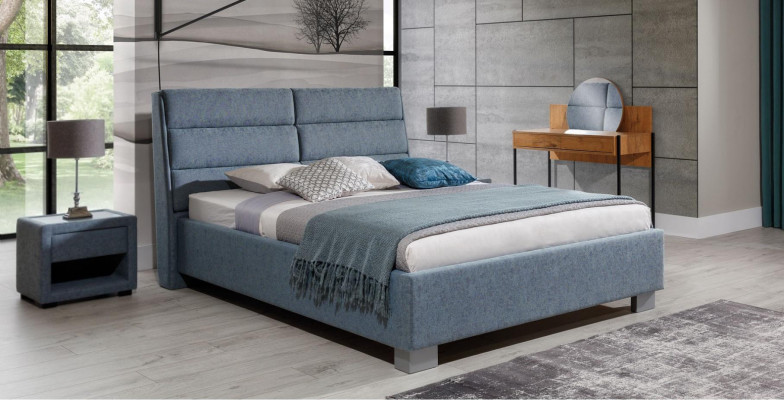 Bedroom Set Blue Bed Beautiful 2x Bedside tables Complete Set Luxury new 3-piece.